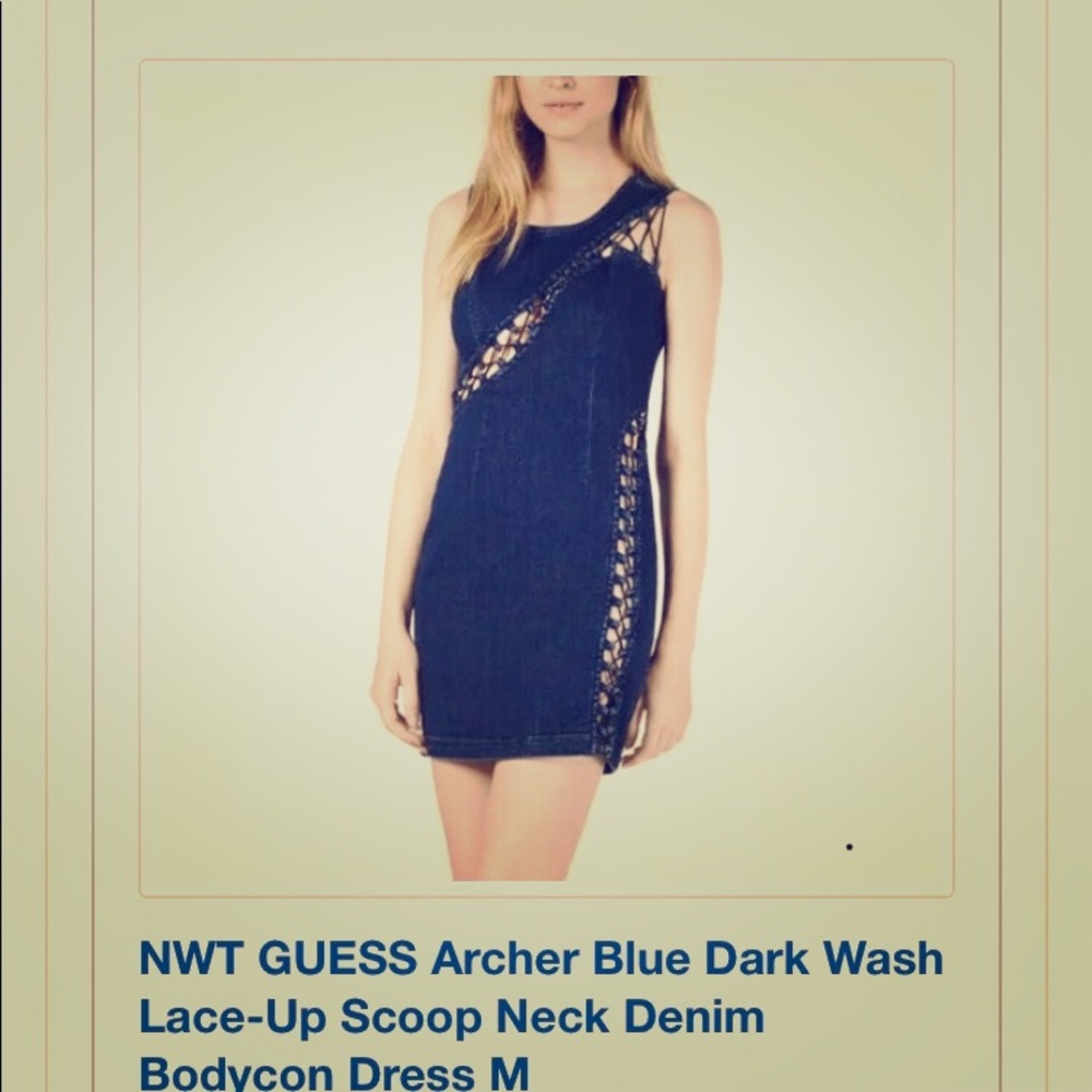 Guess body con lace up denims dress